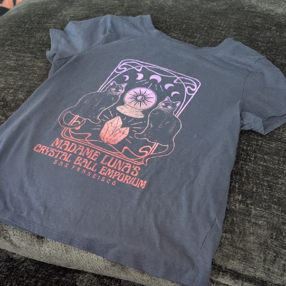 Kids Graphic Tee with Cats and Crystal Ball Design